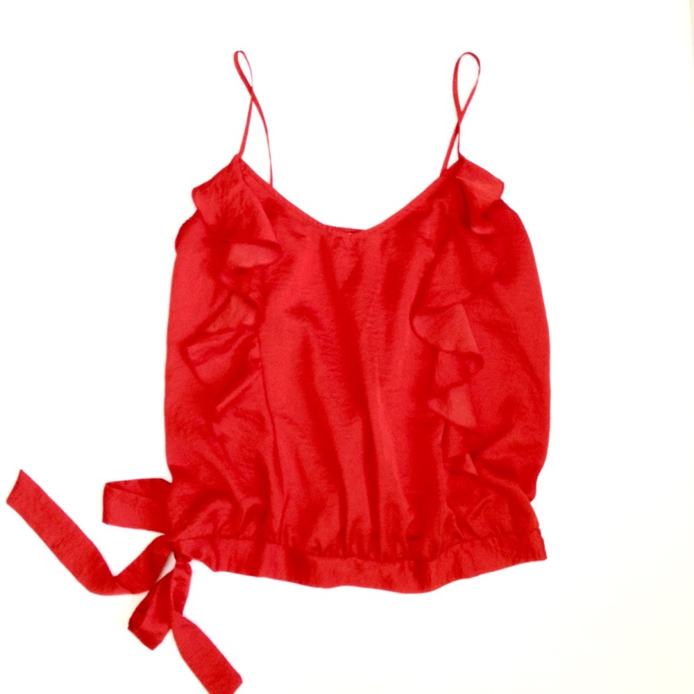 Old Navy Red Ruffle-Side Tie Camisole